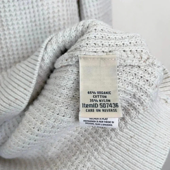 L.L.Bean Womens Small Organic Cotton  Crew Neck Button Neck Waffle Knit Sweater - Picture 13 of 16
